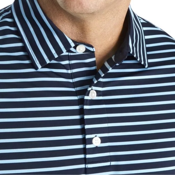 FootJoy Mens Lisle 2 Color Stripe Golf Polo Size XL Navy Light Blue - Picture 3 of 4